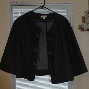Black Cropped Jacket with Button Accents